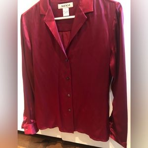 Ruby Red Silk Blouse- weight length. Size 6